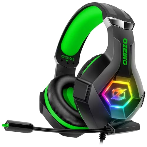 Ozeino Wired Gaming Headset mit Mikrofon 3D Surround Sound Geräuschunterdrückung RGB Licht Bild 1