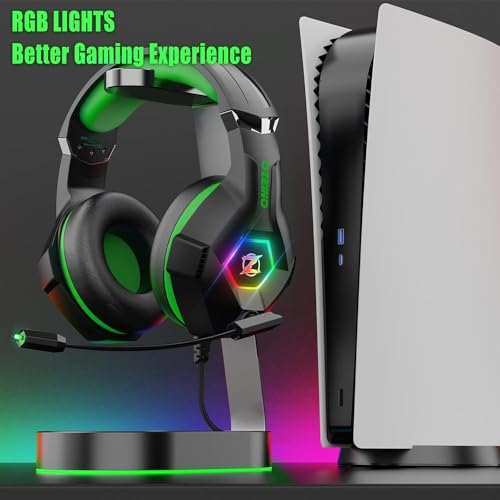 Ozeino Wired Gaming Headset mit Mikrofon 3D Surround Sound Geräuschunterdrückung RGB Licht Bild 5