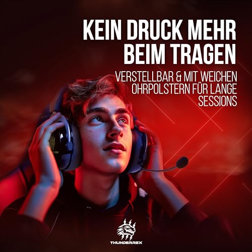 Thunderrex® Nitro V1 Gaming Headset Kabellos für PC, PS, Switch, [Flip-to-Mute] Kopfhörer Wireless mit 7.1 Sourround Sound, SensitiveVoice Mikrofon und 2.4GHz USB Bild 3