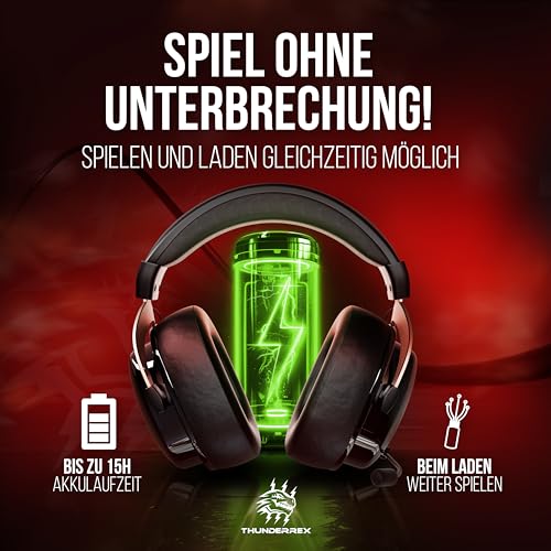 Thunderrex® Nitro V1 Gaming Headset Kabellos für PC, PS, Switch, [Flip-to-Mute] Kopfhörer Wireless mit 7.1 Sourround Sound, SensitiveVoice Mikrofon und 2.4GHz USB Bild 4