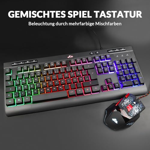 Rii Maus und Tastatur Gaming, Gaming Tastatur mit Maus ist Ergonomisch, ps5 Tastatur und Maus mit Deutsches QWERTZ Layout, Gaming Set für PC/Laptop/Xbox/ps4 RK900 Bild 4