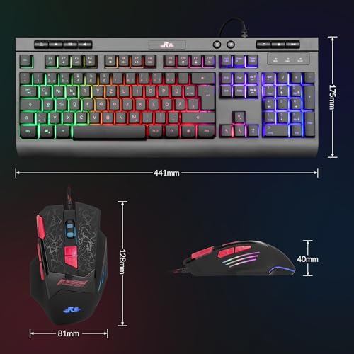 Rii Maus und Tastatur Gaming, Gaming Tastatur mit Maus ist Ergonomisch, ps5 Tastatur und Maus mit Deutsches QWERTZ Layout, Gaming Set für PC/Laptop/Xbox/ps4 RK900 Bild 6