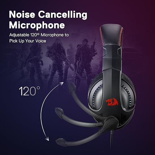 Redragon H211 Cronus Black Kabelgebundenes Gaming-Headset, Stereo-Surround-Sound, Mikrofon mit Geräuschunterdrückung, 40-mm-Treiber, Over-Ear-Kopfhörer, funktioniert für PC/PS/Xbox/NS Bild 4