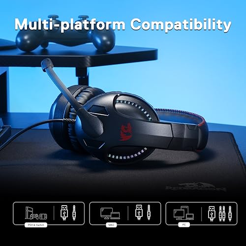 Redragon H211 Cronus Black Kabelgebundenes Gaming-Headset, Stereo-Surround-Sound, Mikrofon mit Geräuschunterdrückung, 40-mm-Treiber, Over-Ear-Kopfhörer, funktioniert für PC/PS/Xbox/NS Bild 6
