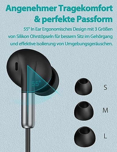 DuKabel USB In Ear Kopfhörer für PS5 PS4, USB PC Headset mit Mikrofon und In-line Steuerung Kabelgebunder Ohrhörer für PC Laptop - Schwarz Bild 3