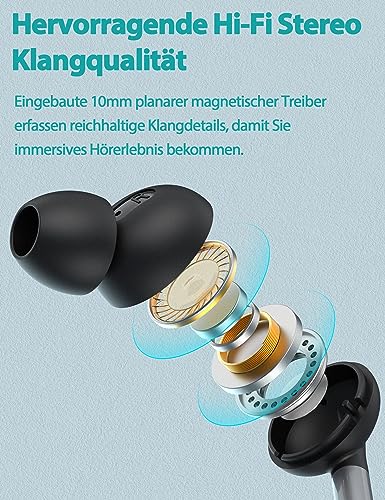 DuKabel USB In Ear Kopfhörer für PS5 PS4, USB PC Headset mit Mikrofon und In-line Steuerung Kabelgebunder Ohrhörer für PC Laptop - Schwarz Bild 4