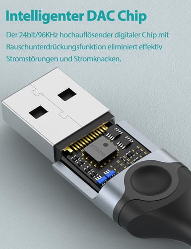 DuKabel USB In Ear Kopfhörer für PS5 PS4, USB PC Headset mit Mikrofon und In-line Steuerung Kabelgebunder Ohrhörer für PC Laptop - Schwarz Bild 5