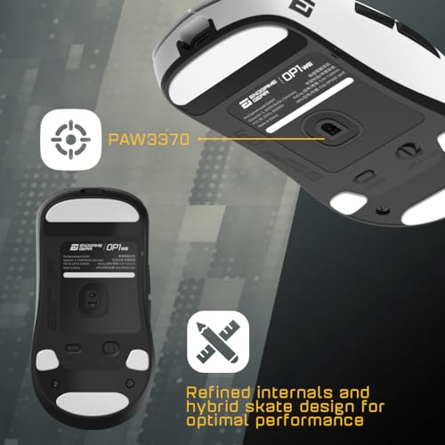 ENDGAME GEAR OP1we Wireless Gaming-Maus, CompX CX52850 Mikrocontroller, Pixart PAW3370 Optischer Sensor, Mod-freundlich, Hybrid-Skate-Design, Claw-Grip, 58,5 g, Schwarz Bild 6