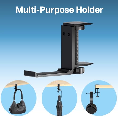 Headset Halterung, Faltbare Kopfhörer Ständer by MMOBIEL, Kopfhörer Halter Haken Schreibtisch - Verstellbare Klemme, Universal Passend & Platz Sparend - Gaming-Headset-Ständer Haken, Schwarz Aluminium Bild 5