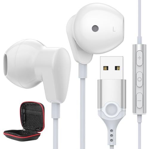 Headset USB mit Mikrofon,Leichte Gaming Kopfhörer USB,Gaming Laptop Kopfhörer PC mit Geräuschunterdrückung und Mikrofonen,In Ear Kopfhörer mit Audiosteuerung für Live-Streaming PS 4 5 Büro Chromebook Bild 1