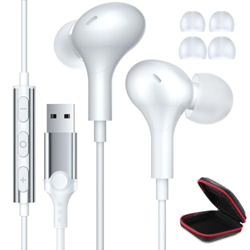 PC Kopfhörer mit Mikrofon, leichte USB Headset für Laptop Geräuschunterdrückung Gaming-Kopfhörer mit Audio-Steuerung Stummschaltung, USB A Headset Mit Kabel für Büro Live-Übertragung PS 4 5 Spiele Bild 1