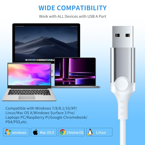 PC Kopfhörer mit Mikrofon, leichte USB Headset für Laptop Geräuschunterdrückung Gaming-Kopfhörer mit Audio-Steuerung Stummschaltung, USB A Headset Mit Kabel für Büro Live-Übertragung PS 4 5 Spiele Bild 5