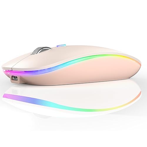 Uiosmuph Bluetooth Maus Kabellose, LED Funkmaus wiederaufladbar Leise Wireless Mouse 2.4GHz Kabellos Optische Maus mit USB-Nano-Empfänger für PC/Tablet/Laptop Computer(Pink) Bild 1