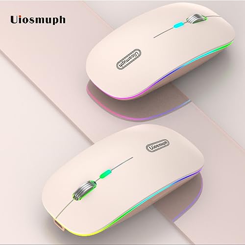 Uiosmuph Bluetooth Maus Kabellose, LED Funkmaus wiederaufladbar Leise Wireless Mouse 2.4GHz Kabellos Optische Maus mit USB-Nano-Empfänger für PC/Tablet/Laptop Computer(Pink) Bild 4