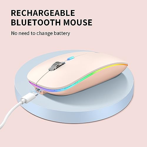 Uiosmuph Bluetooth Maus Kabellose, LED Funkmaus wiederaufladbar Leise Wireless Mouse 2.4GHz Kabellos Optische Maus mit USB-Nano-Empfänger für PC/Tablet/Laptop Computer(Pink) Bild 5