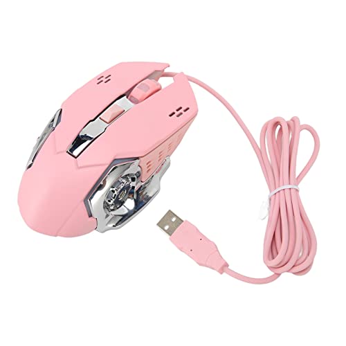 Airshi PC-Gaming-Maus, Ergonomische Leise Maus, 6 Tasten, Flexibel, Geräuschlos, Breite Kompatibilität, RGB-Hintergrundbeleuchtung, für Bücherregal Im Schlafsaal (Rosa) Bild 1