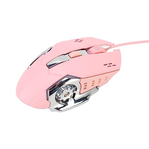 Airshi PC-Gaming-Maus, Ergonomische Leise Maus, 6 Tasten, Flexibel, Geräuschlos, Breite Kompatibilität, RGB-Hintergrundbeleuchtung, für Bücherregal Im Schlafsaal (Rosa) Bild 2