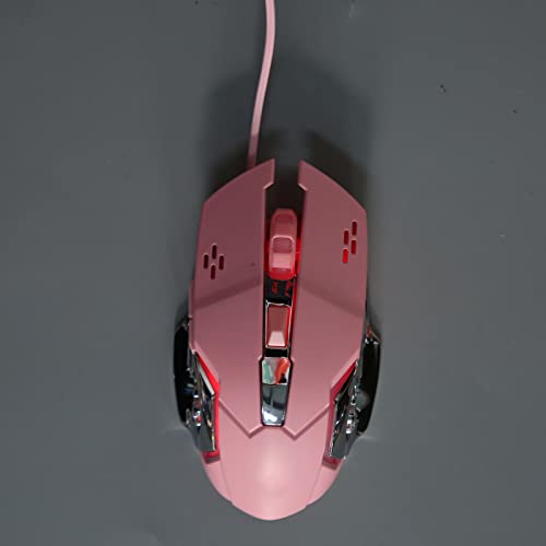 Airshi PC-Gaming-Maus, Ergonomische Leise Maus, 6 Tasten, Flexibel, Geräuschlos, Breite Kompatibilität, RGB-Hintergrundbeleuchtung, für Bücherregal Im Schlafsaal (Rosa) Bild 3