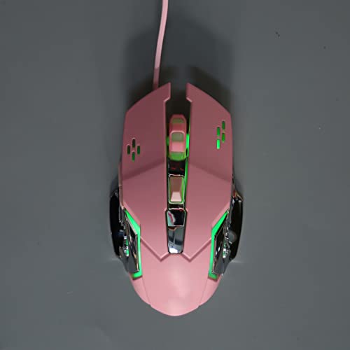 Airshi PC-Gaming-Maus, Ergonomische Leise Maus, 6 Tasten, Flexibel, Geräuschlos, Breite Kompatibilität, RGB-Hintergrundbeleuchtung, für Bücherregal Im Schlafsaal (Rosa) Bild 4