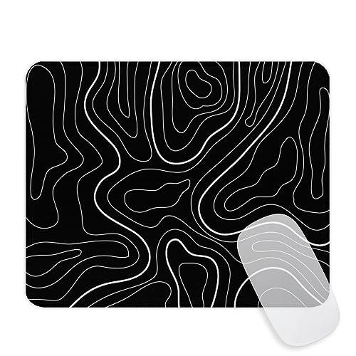 Schwarzes topografisches Karten-Mauspad, quadratisches Mauspad für Schreibtisch, minimalistisches Gaming-Mauspad mit rutschfester Unterseite, Computer-Laptop-Mauspads für kabellose Maus, Heimbüro, Bild 1