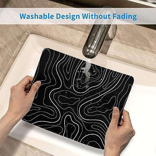 Schwarzes topografisches Karten-Mauspad, quadratisches Mauspad für Schreibtisch, minimalistisches Gaming-Mauspad mit rutschfester Unterseite, Computer-Laptop-Mauspads für kabellose Maus, Heimbüro, Bild 6