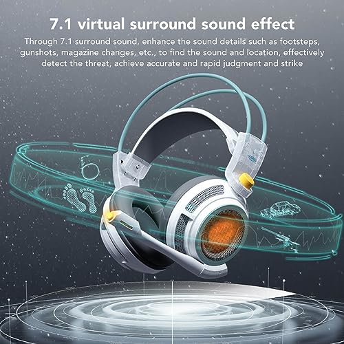 Septpenta Stereo-Gaming-Headset, USB-RBG-Gaming-Kopfhörer Mit Geräuschunterdrückendem Mikrofon Für PC-Laptops, 7.1-Surround-Sound, Weiche Memory-Ohrenschützer Bild 2