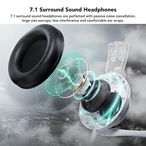Septpenta Stereo-Gaming-Headset, USB-RBG-Gaming-Kopfhörer Mit Geräuschunterdrückendem Mikrofon Für PC-Laptops, 7.1-Surround-Sound, Weiche Memory-Ohrenschützer Bild 5