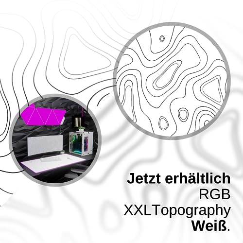 Nyfter - XXL Gaming Mauspad RGB White im Topography Design 900 x 500mm Premium Mousepad Size Groß vernähte Kanten langlebig mit high-end Glide und Anti-Rutsch Speed Gaming Mauspad Bild 3