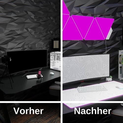 Nyfter - XXL Gaming Mauspad RGB White im Topography Design 900 x 500mm Premium Mousepad Size Groß vernähte Kanten langlebig mit high-end Glide und Anti-Rutsch Speed Gaming Mauspad Bild 6