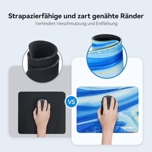 TECKNET Mauspad, 28 x 21 cm Gaming Mousepad mit Wasserdicht und Rutschfester Gummi für PC-Büro, Arbeit, Gaming, Studium, Laptop, Computer, Zuhause-Marbling Bild 2