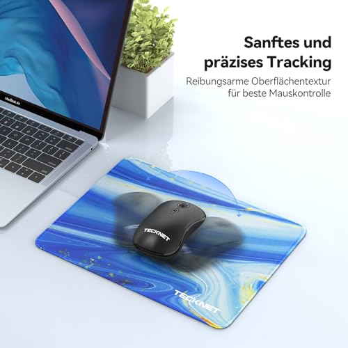 TECKNET Mauspad, 28 x 21 cm Gaming Mousepad mit Wasserdicht und Rutschfester Gummi für PC-Büro, Arbeit, Gaming, Studium, Laptop, Computer, Zuhause-Marbling Bild 5
