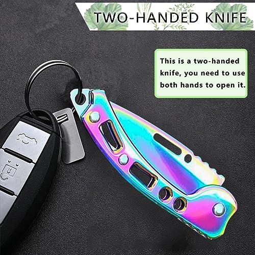 2 Stück Klein Klappmesser, Messer Taschenmesser, Taschenmesser mit Klappmesser, Mini EDC Outdoor Zweihandmesser für Outdoor, Camping,Survival (Bunte) Bild 4