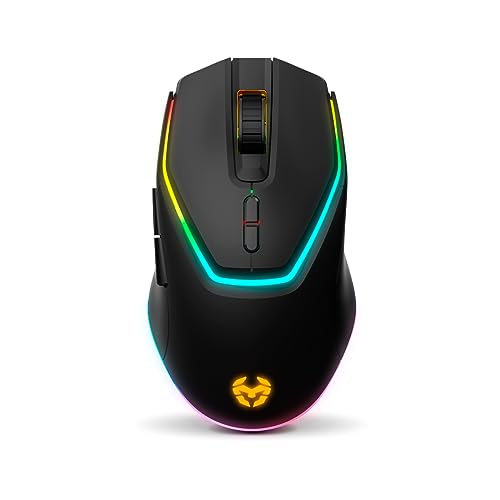 KROM Kabala – Kabelloses Gaming-Set mit Membrantastatur RGB Rainbow, 6 Anti-Ghosting-Tasten, optischer Maus 800-4800 DPI, Spanisches Layout, kompatibel mit PC – Schwarz Bild 4