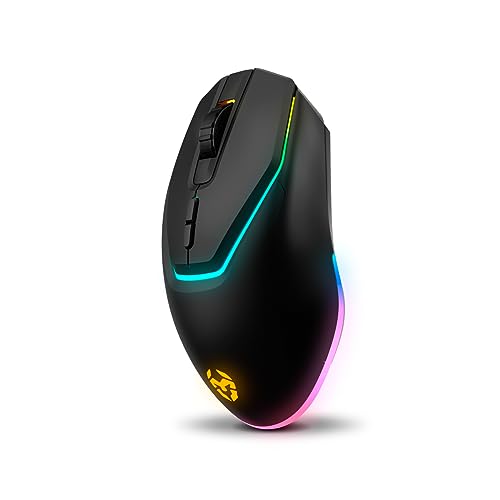 KROM Kabala – Kabelloses Gaming-Set mit Membrantastatur RGB Rainbow, 6 Anti-Ghosting-Tasten, optischer Maus 800-4800 DPI, Spanisches Layout, kompatibel mit PC – Schwarz Bild 5