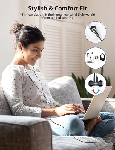 USB In Ear PC Headset mit Kabel 2.3M für PS 4 5,Magnetisch USB Headset in Ear USB Kopfhörer Computer Headset mit Lautstärkeregler Gaming Headset mit Mikrofon für PC Laptop Desktop Skype Office Live Bild 6