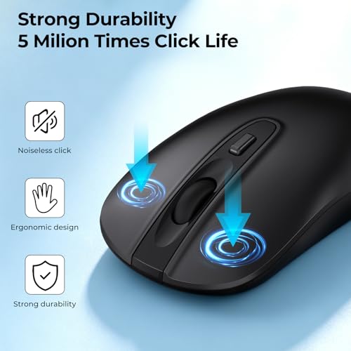 cimetech Maus Kabellos, 2.4GHz Leise Funkmaus Ergonomisch mit USB Nano Empfänger, 800/1200/1600 DPI, Optische Mouse für Laptop/Windows/Mabook/Linux (Slim-2.4G) Bild 2