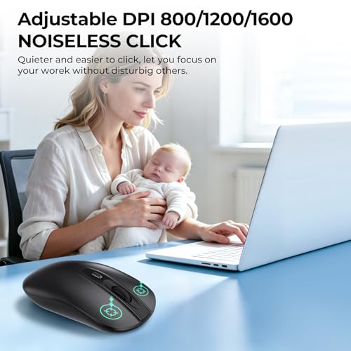 cimetech Maus Kabellos, 2.4GHz Leise Funkmaus Ergonomisch mit USB Nano Empfänger, 800/1200/1600 DPI, Optische Mouse für Laptop/Windows/Mabook/Linux (Slim-2.4G) Bild 3