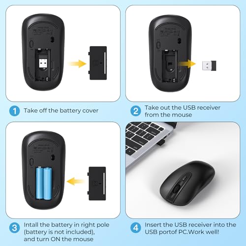cimetech Maus Kabellos, 2.4GHz Leise Funkmaus Ergonomisch mit USB Nano Empfänger, 800/1200/1600 DPI, Optische Mouse für Laptop/Windows/Mabook/Linux (Slim-2.4G) Bild 4