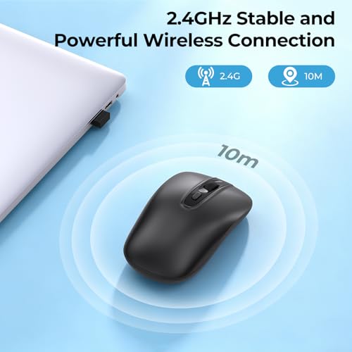 cimetech Maus Kabellos, 2.4GHz Leise Funkmaus Ergonomisch mit USB Nano Empfänger, 800/1200/1600 DPI, Optische Mouse für Laptop/Windows/Mabook/Linux (Slim-2.4G) Bild 6