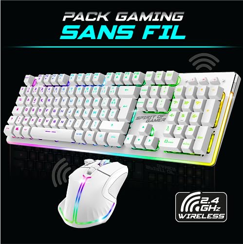 SPIRIT OF GAMER x MK600 Kabellose Gaming-Tastatur, weiß, wiederaufladbar, RGB | Französisches AZERTY-Layout mit Hintergrundbeleuchtung | Gaming Keyboard Semi-Mechanisch | Wireless Mouse 4800 DPI | Bild 2