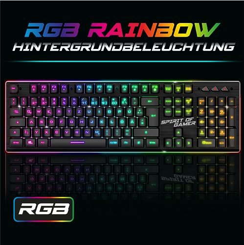 SPIRIT OF GAMER x Ultimate 600 | Gaming Tastatur Maus Set Kabellos Schwarz Wiederaufladbar RGB | DE Layout | Semi Mechanisch | Aluminiumplatte | 4800 DPI Wireless Mouse | Für PS5, PS4, PC, Xbox Bild 3