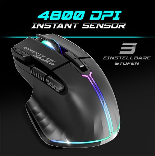 SPIRIT OF GAMER x Ultimate 600 | Gaming Tastatur Maus Set Kabellos Schwarz Wiederaufladbar RGB | DE Layout | Semi Mechanisch | Aluminiumplatte | 4800 DPI Wireless Mouse | Für PS5, PS4, PC, Xbox Bild 6
