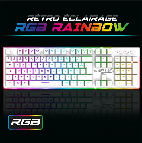 SPIRIT OF GAMER x Ultimate 600 | Gaming Tastatur Maus Set Kabellos Weiß Wiederaufladbar RGB | Layout QWERTZ Deutsch | Keyboard Semi Mechanisch | 4800 DPI Wireless Mouse | Für PS5, PS4, PC, Xbox Bild 3