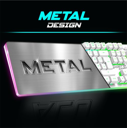 SPIRIT OF GAMER x Ultimate 600 | Gaming Tastatur Maus Set Kabellos Weiß Wiederaufladbar RGB | Layout QWERTZ Deutsch | Keyboard Semi Mechanisch | 4800 DPI Wireless Mouse | Für PS5, PS4, PC, Xbox Bild 4