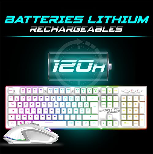 SPIRIT OF GAMER x Ultimate 600 | Gaming Tastatur Maus Set Kabellos Weiß Wiederaufladbar RGB | Layout QWERTZ Deutsch | Keyboard Semi Mechanisch | 4800 DPI Wireless Mouse | Für PS5, PS4, PC, Xbox Bild 5