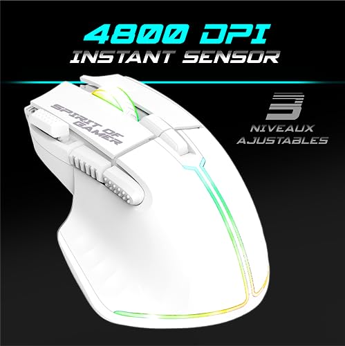 SPIRIT OF GAMER x Ultimate 600 | Gaming Tastatur Maus Set Kabellos Weiß Wiederaufladbar RGB | Layout QWERTZ Deutsch | Keyboard Semi Mechanisch | 4800 DPI Wireless Mouse | Für PS5, PS4, PC, Xbox Bild 6