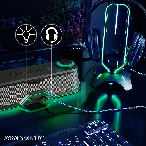 ENHANCE SB1 Computer-Lautsprecher High Excursion Soundbar - USB Powered Computer Soundbar, Unter-Monitor-Lautsprecher mit 10W Peak, LED Lautstärkeregler, Headset Pass Through, Gaming für PC Bild 4