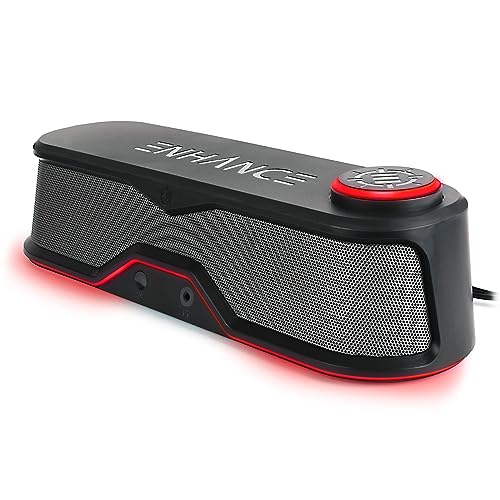ENHANCE SB1 Computer-Lautsprecher High Excursion Soundbar - USB Powered Computer Soundbar, Unter-Monitor-Lautsprecher mit 10W Peak, LED Lautstärkeregler, Headset Pass Through, Gaming Soundbar für PC Bild 1