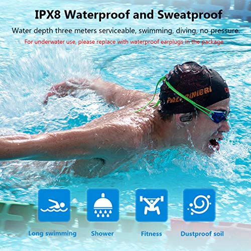Schwimmen Kopfhörer Kabellos Bluetooth 5.0 Wireless Headset mit 8G-Speicher, In-Ear Drahtlose Stereo Sport Ohrhörer Noise Cancelling, IPX8 Wasserdicht Schwimm MP3-Player für Laufen Fitness Bild 2