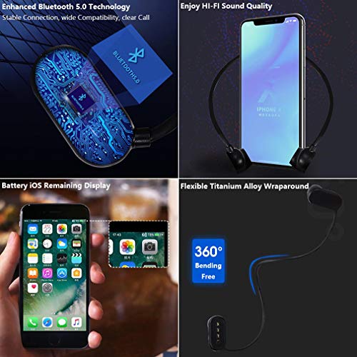 Bone Conduction Kabellos Kopfhörer Bluetooth 5.0, IPX8 Wasserdicht 8GB Schwimm MP3-Player, Drahtlose Sport Kopfhörer mit offenem Ohr, Schweißfestes Wireless Headset für Workout Laufen Fitnesss Bild 5